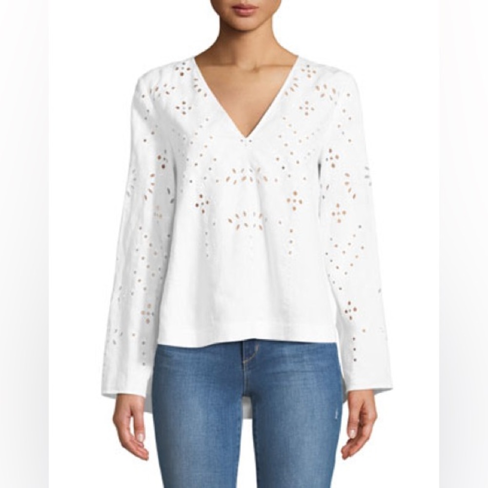 NWOT Theory Relaxed Fit Linen Eyelet Blouse - Size M